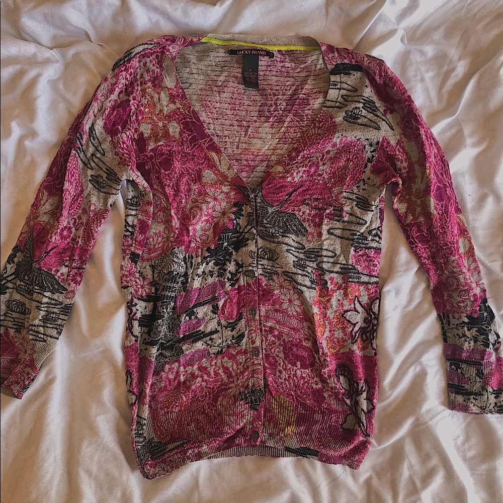 Pink & black design / button down sweater 🌺🌘